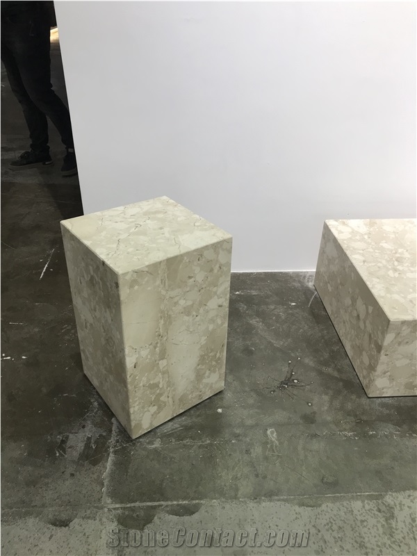 Beige Marble Plinth Saure Coffee Table Marble Cocktail Table