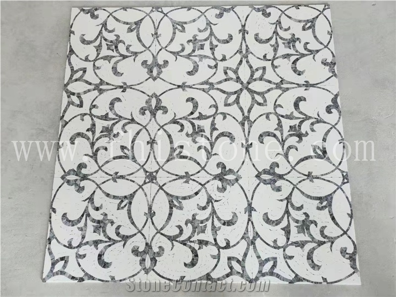 Marble Mosaic With Metal Medallion Modern Design