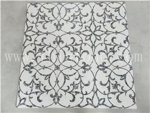 Marble Mosaic With Metal Medallion Modern Design