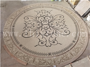 Marble Mosaic With Metal Medallion Modern Design