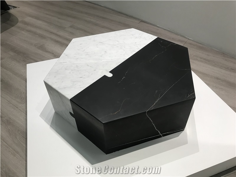 Marble Plinth Hexagon Coffee Table Marble Cocktail Table