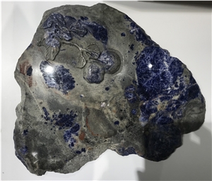 Sodalite Blue Granite Lotus Tea Tray Handcrafts Luxury