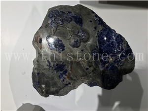 Sodalite Blue Granite Lotus Tea Tray Handcrafts Luxury