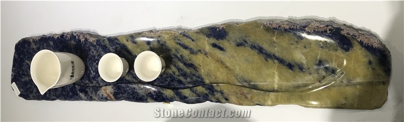 Sodalite Blue Granite Stone Tea Tray Handcrafts Stoneworks