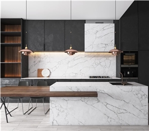 Calacatta Cut To Size Quatz Kitchen Design