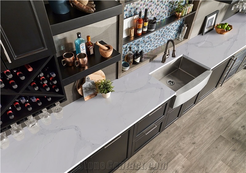 Calacatta Quartz Big Slabs For Kitchen Countertops