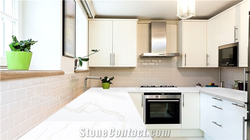 Calacatta Quartz Big Slabs For Kitchen Countertops