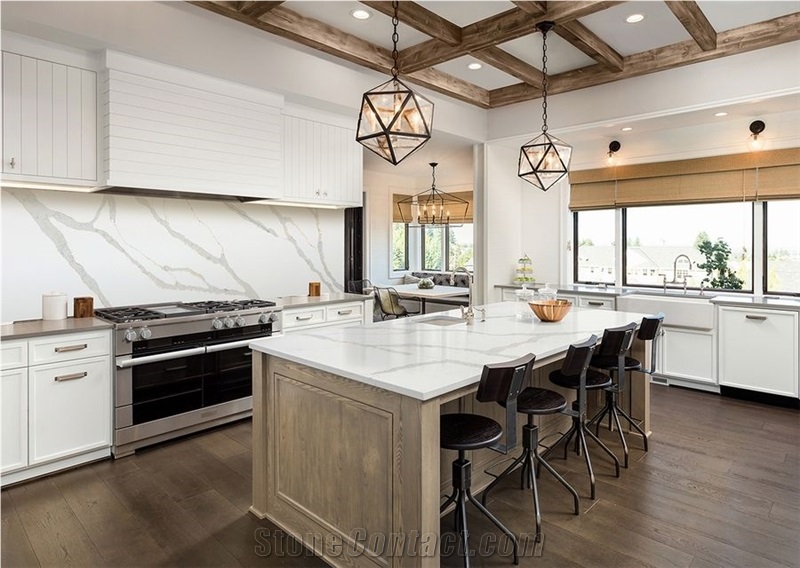 Calacatta Quartz Big Slabs For Kitchen Countertops
