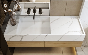 Calacatta Quartz Vanity And Bathroom Tops