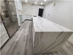 Calacatta White Quartz Kitchen Bar Top
