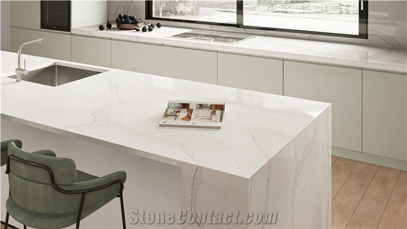 Calacatta White Quartz Kitchen Bar Top