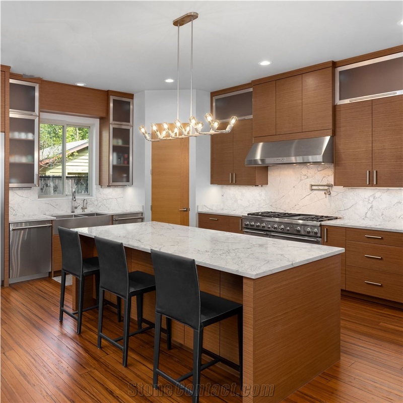 Calacatta White Quartz Kitchen Bar Top