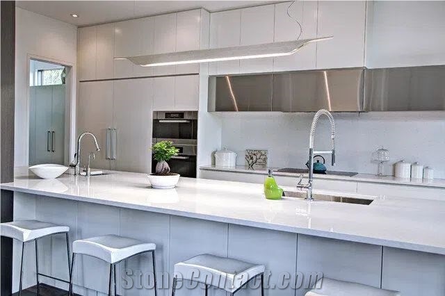 Calacatta White Quartz Kitchen Bar Top