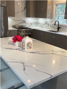 Calacatta White Quartz Kitchen Bar Top