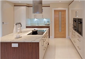 Calacatta White Quartz Kitchen Bar Top