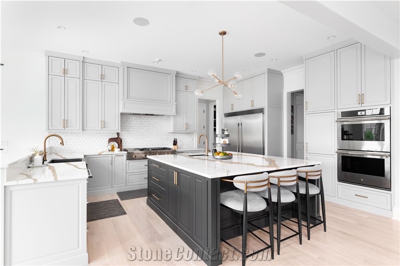 Carrara White Quartz Kitchen Countertops