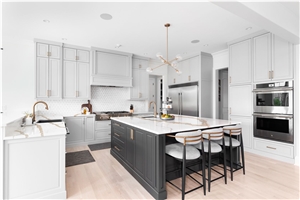 Carrara White Quartz Kitchen Countertops