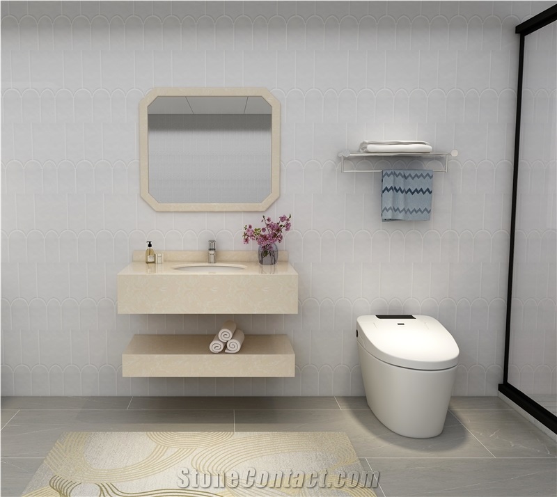 Single Hole Artificial Marble Bathroom Sinks