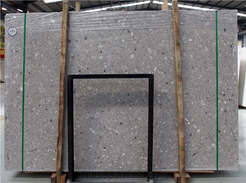 China Grey Cement Terrazzo Large Slab Polish For The Wall