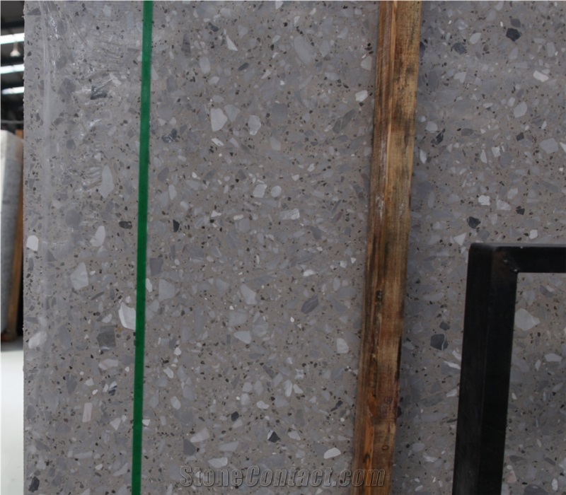 China Grey Cement Terrazzo Large Slab Polish For The Wall