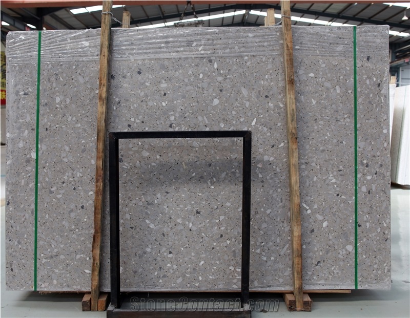 China Grey Cement Terrazzo Large Slab Polish For The Wall