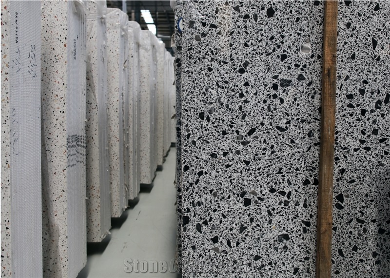 China Grey Terrazzzo Black Diamond  Large Slab