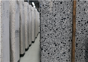 China Grey Terrazzzo Black Diamond  Large Slab