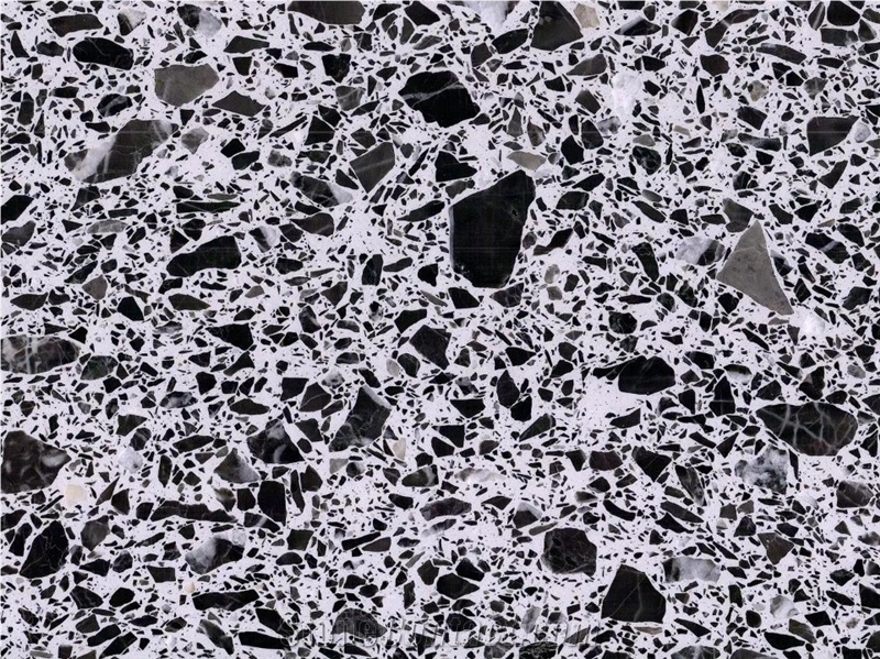 China Grey Terrazzzo Black Diamond  Large Slab