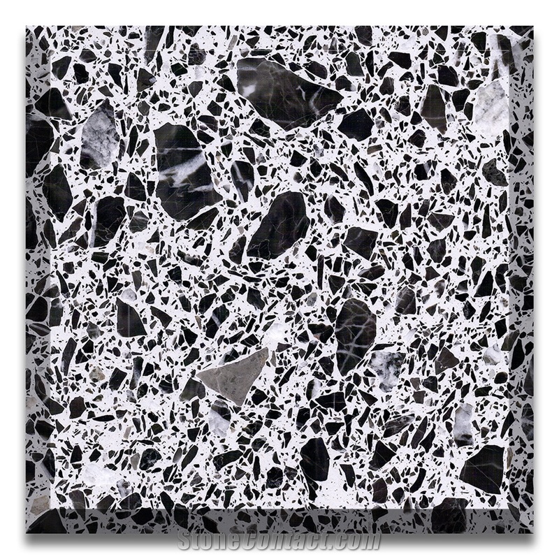 China Grey Terrazzzo Black Diamond  Large Slab