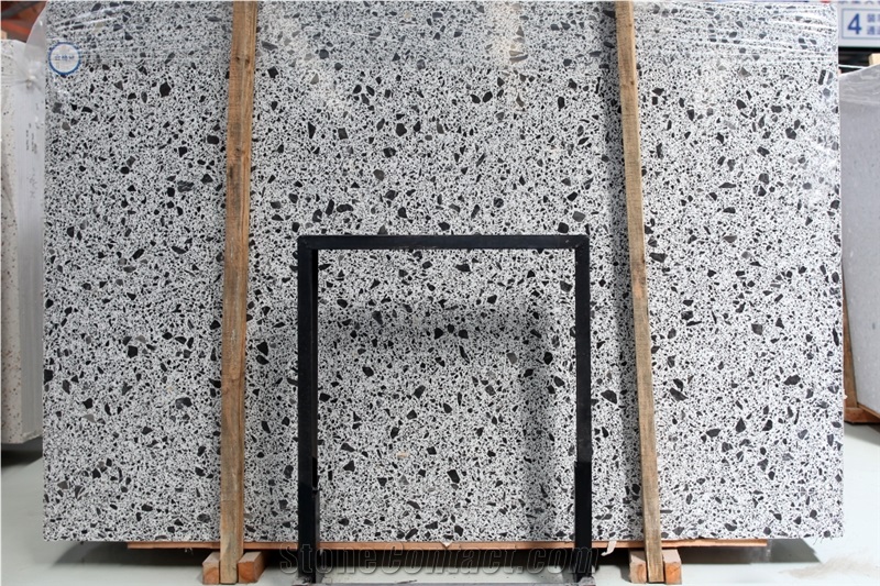 China Grey Terrazzzo Black Diamond  Large Slab