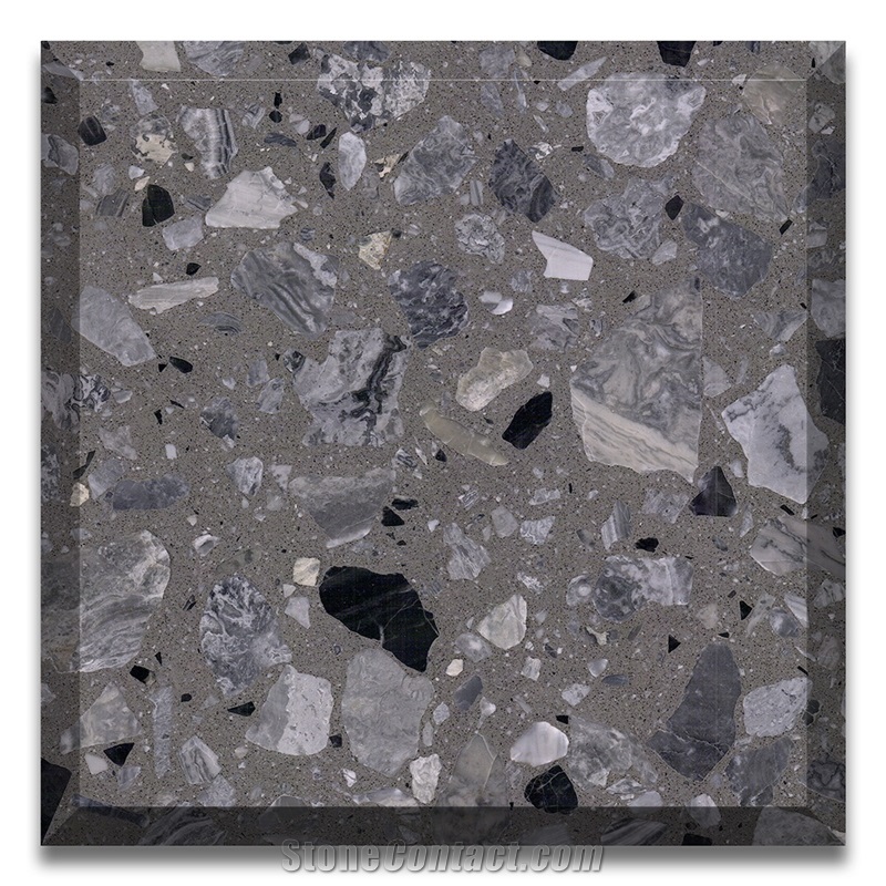 Hot Dark Grey China Fire Resistant Cement Terrazzo Slab