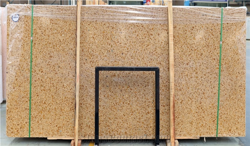 Hot NEW China Gold Beige Terrazzo Polish Slab