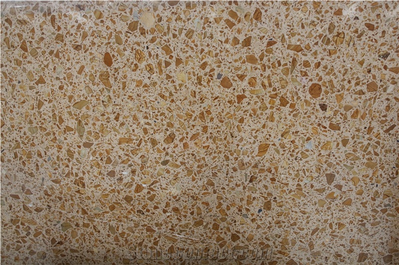 Hot NEW China Gold Beige Terrazzo Polish Slab