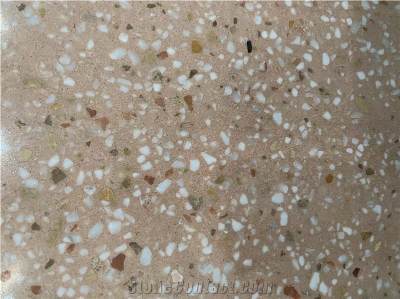 NEW Light Brown Terrazzo Slab Polish