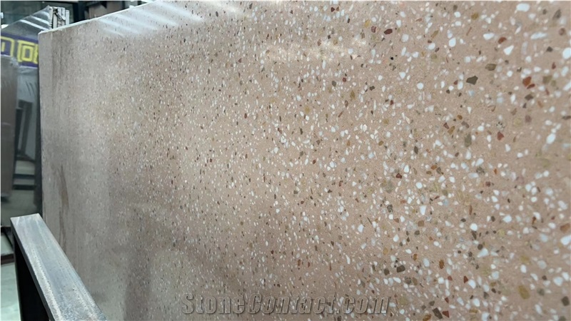 NEW Light Brown Terrazzo Slab Polish
