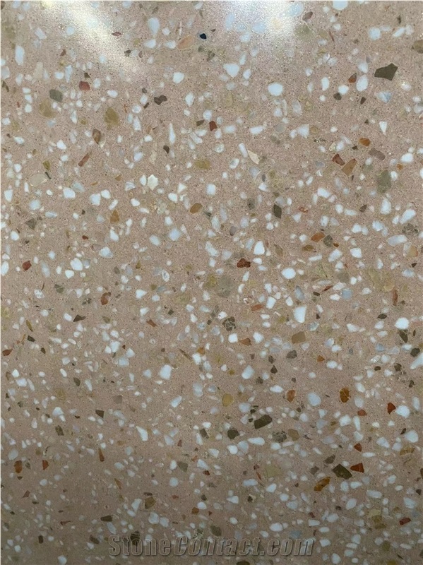 NEW Light Brown Terrazzo Slab Polish