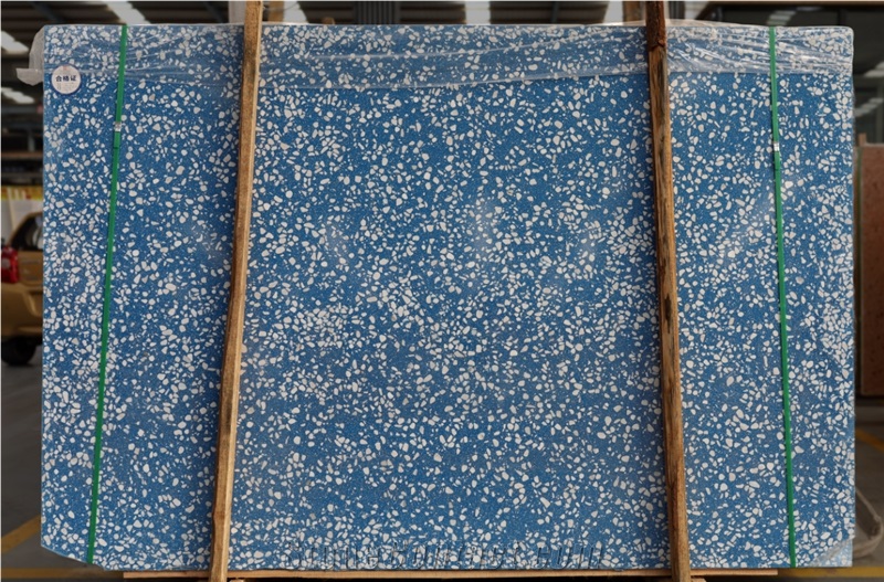 Popular Blue Sky Terrazzo Large Slab Polish