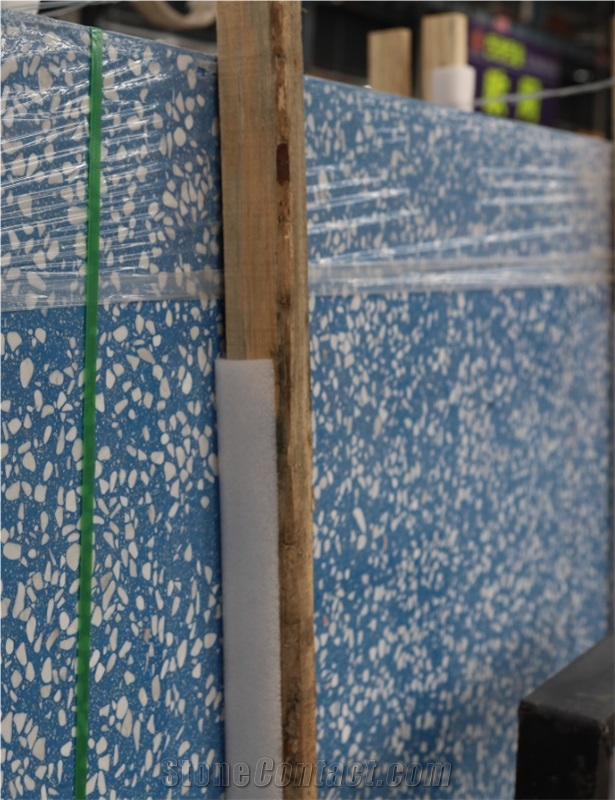 Popular Blue Sky Terrazzo Large Slab Polish