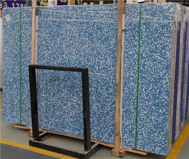 Popular Blue Sky Terrazzo Large Slab Polish