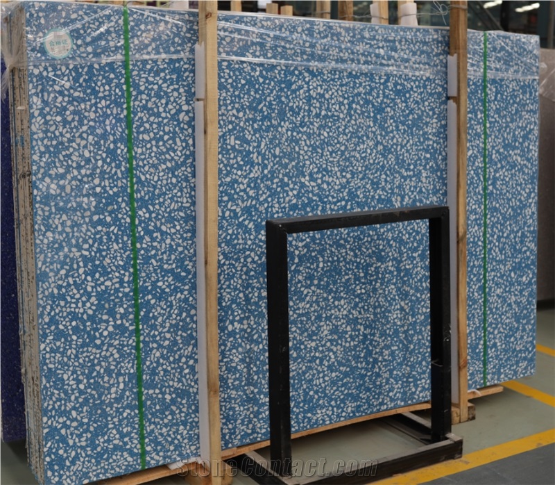 Popular Blue Sky Terrazzo Large Slab Polish