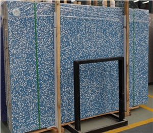 Popular Blue Sky Terrazzo Large Slab Polish