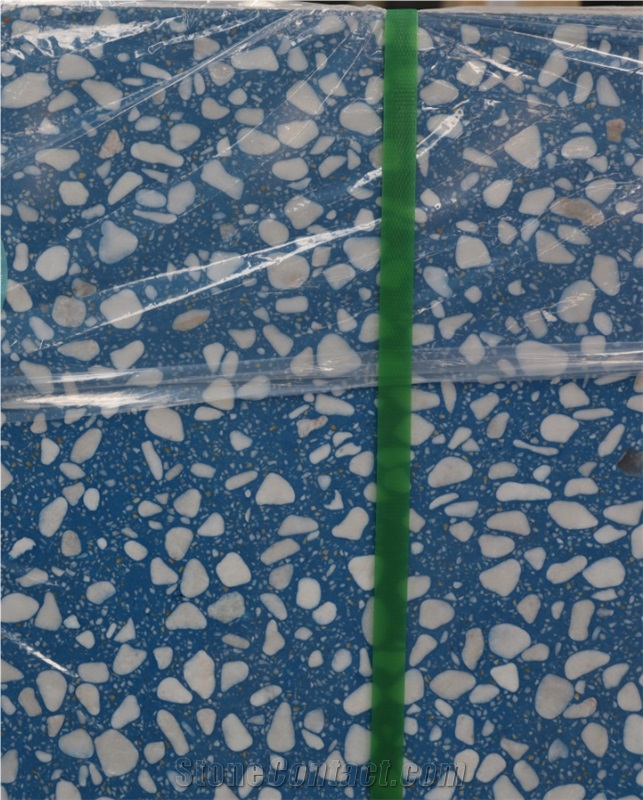 Popular Blue Sky Terrazzo Large Slab Polish