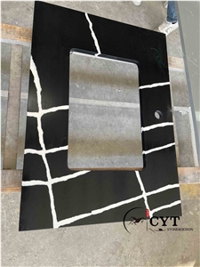 30Mm Artificial Quartz Stone Prefab Kitchen Countertop