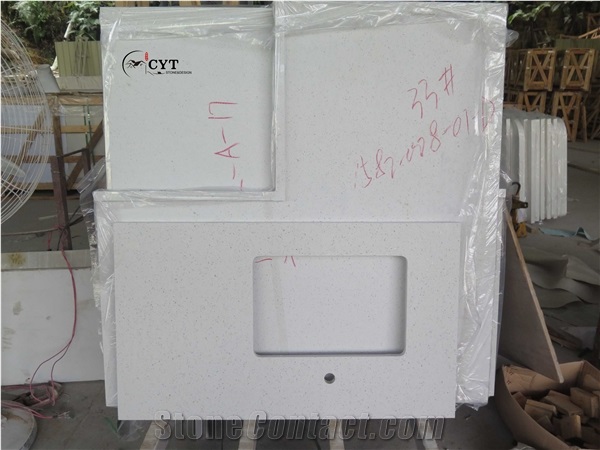 30Mm Artificial Quartz Stone Prefab Kitchen Countertops