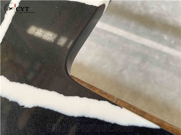 30Mm Black Artificial Quartz Stone Prefab Kitchen Countertop