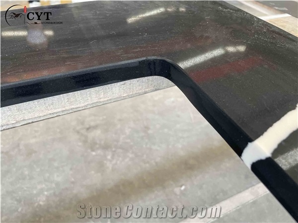 30Mm Black Artificial Quartz Stone Prefab Kitchen Countertop