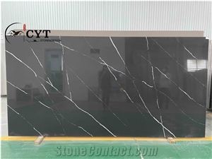 30Mm Thick Black Artificial Calacatta Quartz Stone Slabs