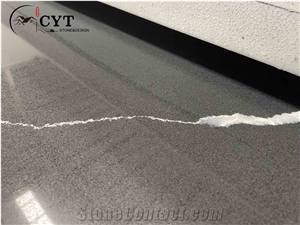 30Mm Thick Black Artificial Calacatta Quartz Stone Slabs
