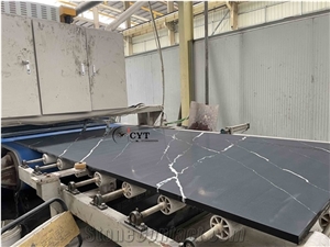 30Mm Thick Black Artificial Calacatta Quartz Stone Slabs