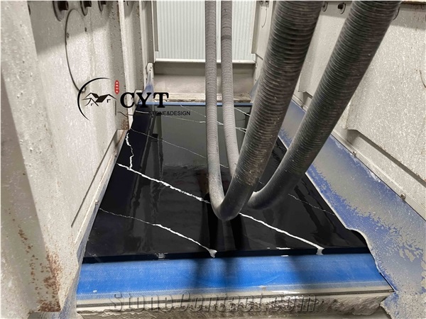 30Mm Thick Black Artificial Calacatta Quartz Stone Slabs